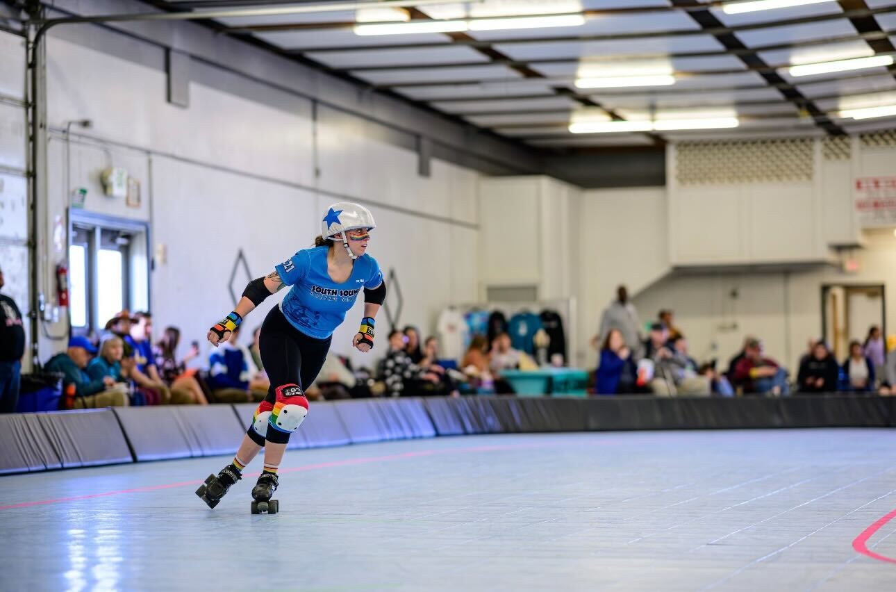 Skater Slainbow Brite from South Sound Roller Derby
